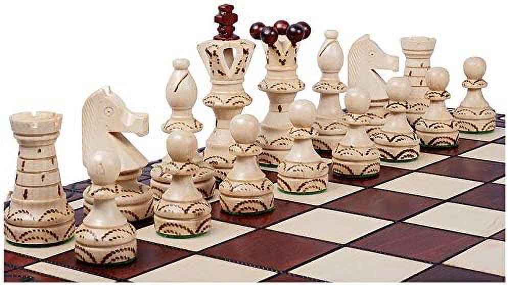 Wegiel Imperator 21-Inch Luxury Wooden Chess Set for Adults - Handcrafted from Premium Beech and Birch Wood, Black
