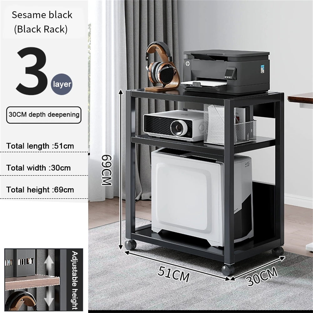 Danolapsi Computer Tower Stand 2 Tier, Adjustable PC Tower Stand CPU Holder Cart with Locking Caster Wheels, Metal Computer Cart