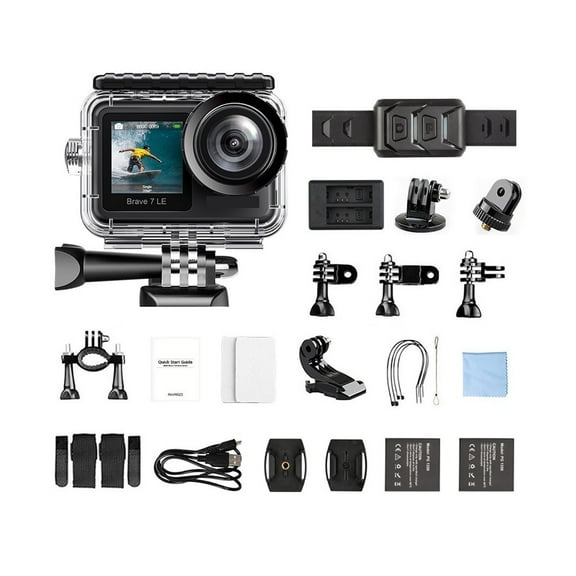 Action Camera Brave 7 LE 4K30FPS 20MP 4K Sports Camera Waterproof Cam Touch Screen Vlog Camera EIS 2.0 Remote Control ,Quick Installation