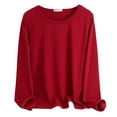 thumbnail image 2 of Chuancc Clearance!Womens Underwear Women O Neck Lined Thermal Thermal Underwear Slim Tops Long Sleeve Thermal Shirts Winter Tops Fall Outfits for Women 2024 Plus Size Tops for Women Red 2Xl, 2 of 9
