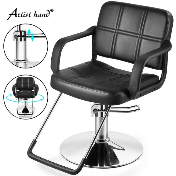 Artist Hand Hydraulic Black Barber Salon Chair Hair Styling