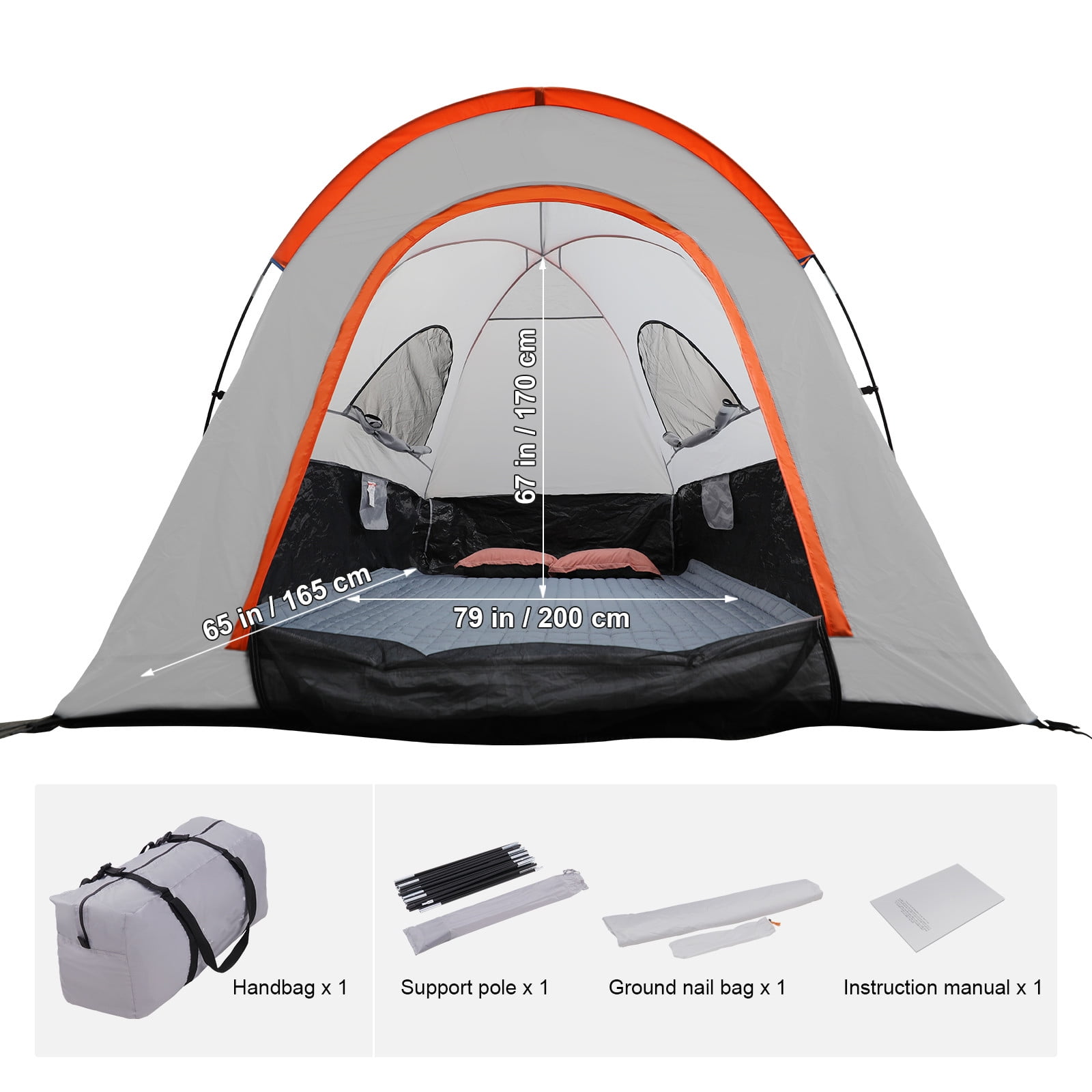 VEVOR Truck Tent 6.4'-6.7' Waterproof Spacious Pickup Truck Bed Tent with Rainfly Carry Bag for Camping Traveling Outdoor