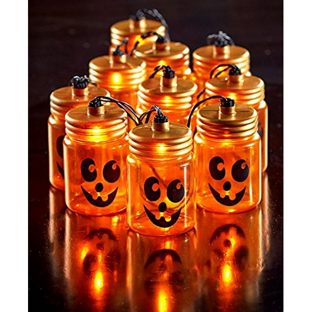 Halloween Mason Jar JackoLantern String Light Sets