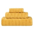 thumbnail image 2 of Superior Zuma Waffle Textured Stripes Zero Twist 3 Piece Towel Set, Gold, 2 of 10
