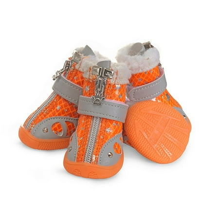 Winter Dog Boots Outdoor Waterproof Pet Fashion Sneakers Cold Weather Warm Lining Puppy Shoes