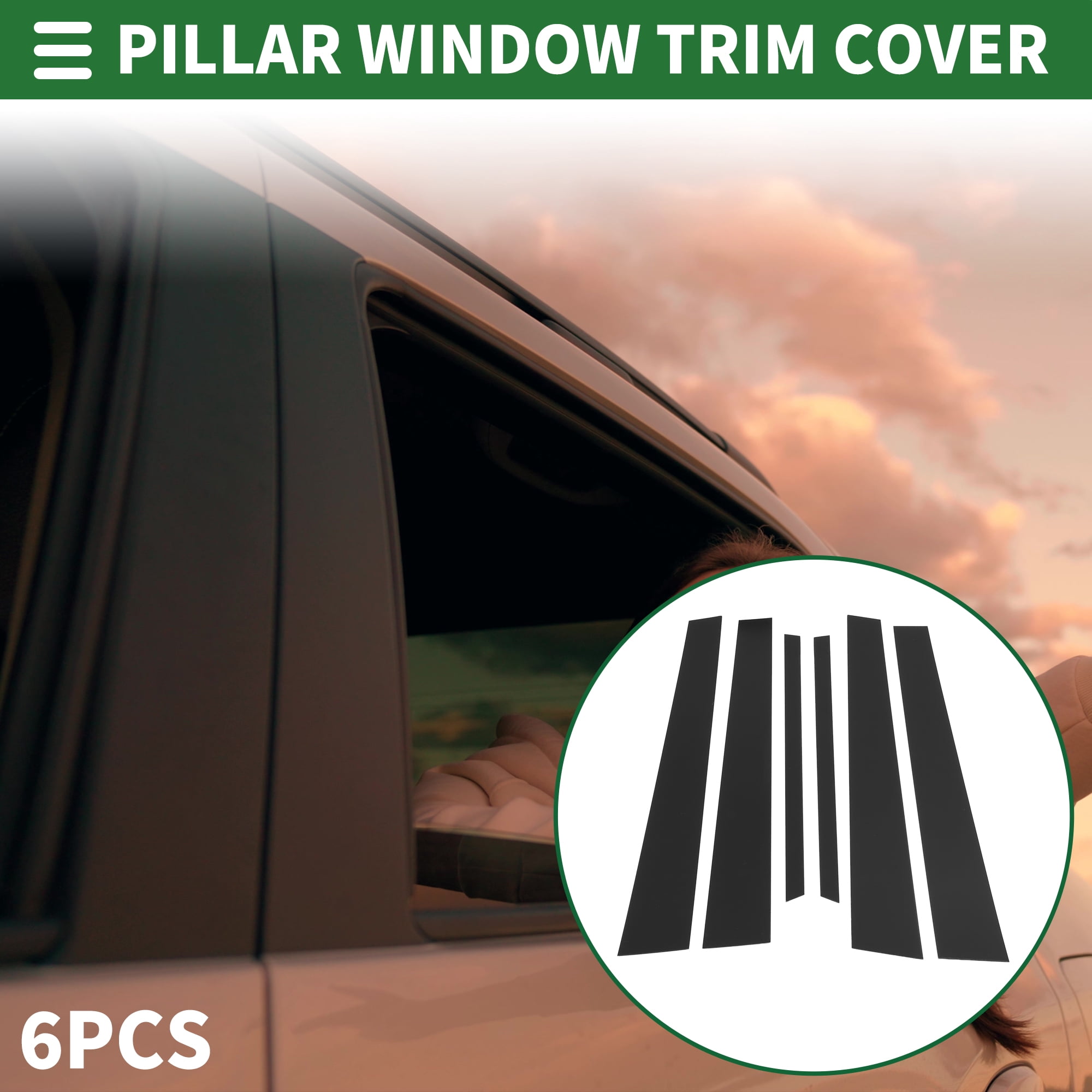 Unique Bargains 6Pcs Door Pillar Window Trim For Lexus LS 2001-2006 Black