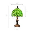 thumbnail image 5 of Tiffany Mini Table Lamp Green Stained Glass Green Leaves Pull Chain Switch LED Bulb Included for Living Room Bedroom Bedside 8" D*8" W*15" H, 5 of 5