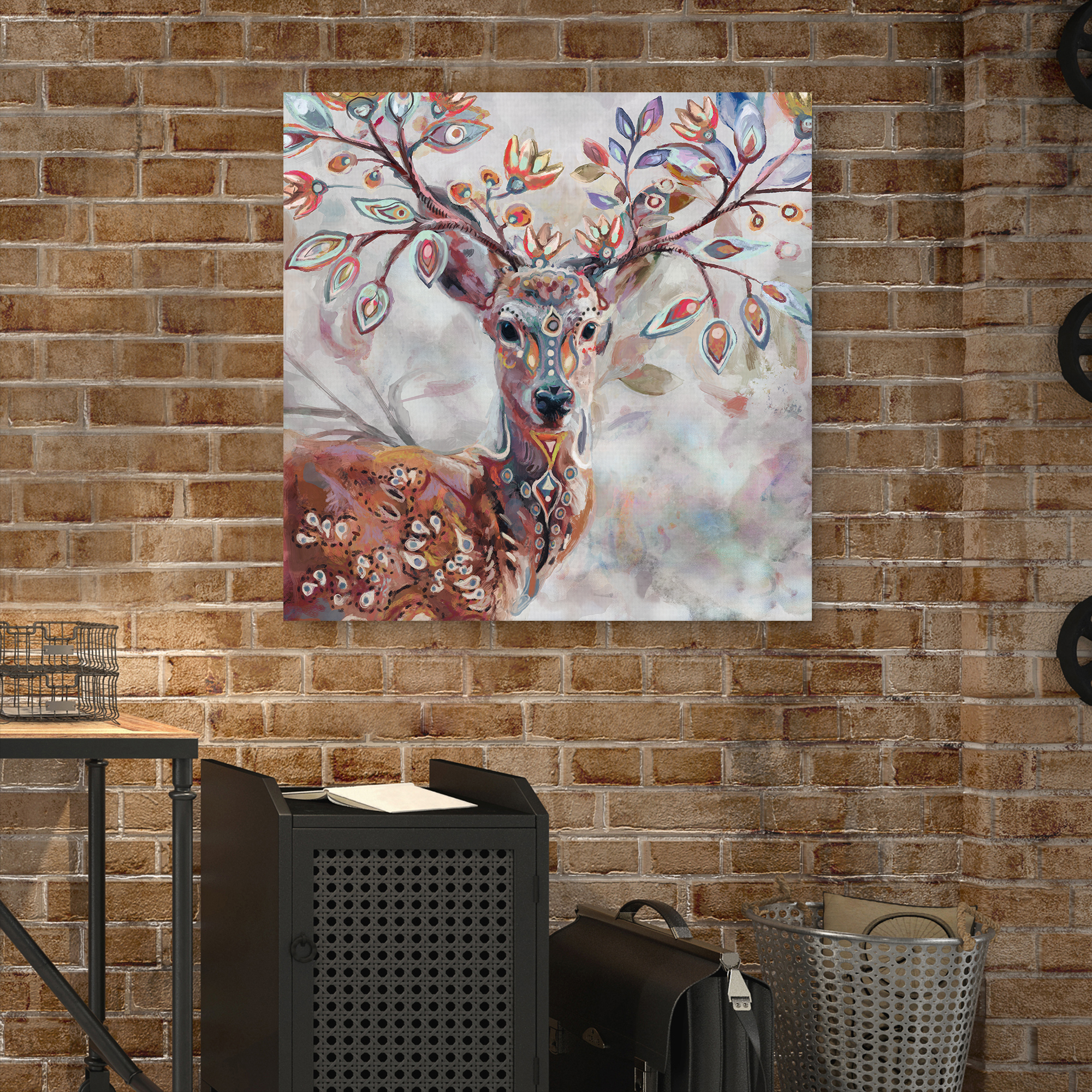 Boho Deer by Studio Arts Canvas Art Print