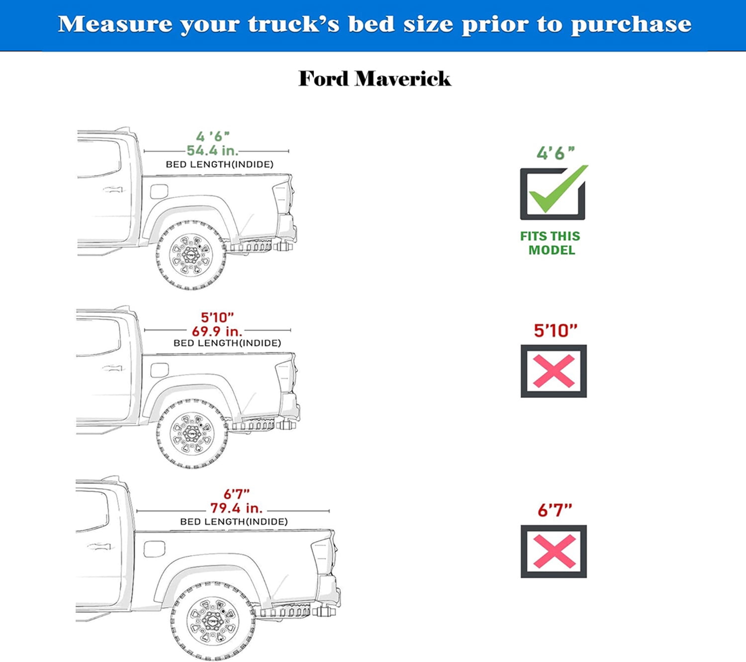 Toptiny Hard Tri-Fold Truck Bed Tonneau Cover, Fits 2022-2026 Ford Maverick 4'6" Bed