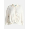 thumbnail image 5 of Terra & Sky Women's Plus Twist Front Blouse with Long Sleeves, Sizes 0X-5X, 5 of 5