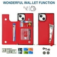 thumbnail image 5 of SaniMore Case for iPhone 14 Plus 6.7" 2022 with Card Slots, PU Leather Zipper Wallet Crossbody Lanyard Flip Kickstand Full-body Protective Retro Shockproof Cover for Girls Women, Red, 5 of 14