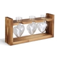 thumbnail image 2 of 1Pc Wooden Plant Terrarium Propagation Station with 3 Heart Shaped Vases, Hydroponics Bulb Desktop Glass Vase for Home Office Decor Gift, 2 of 8