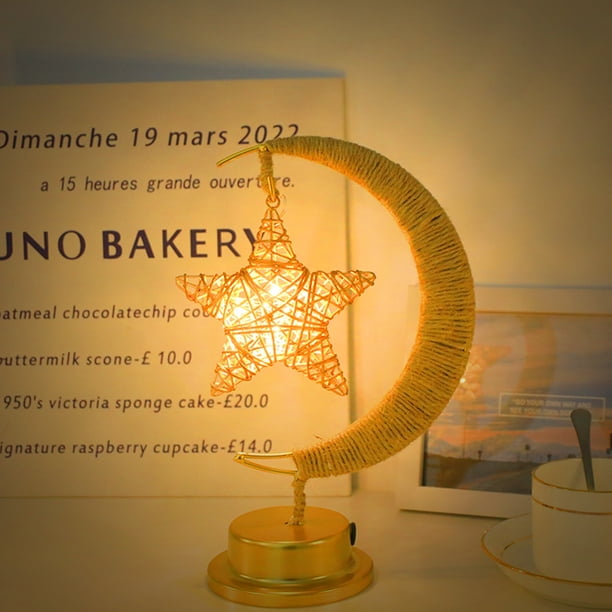 Lámpara Lunar decorativa, adorno de luz nocturna de luna de hierro para dormitorio, sala de estar