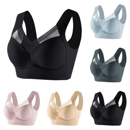 Xiaoxatg 5PC Women s Large Strapless Lace Tank Top Underwear Thin Side Fold Side Gather Adjustable Bra Seamless Bras for Women