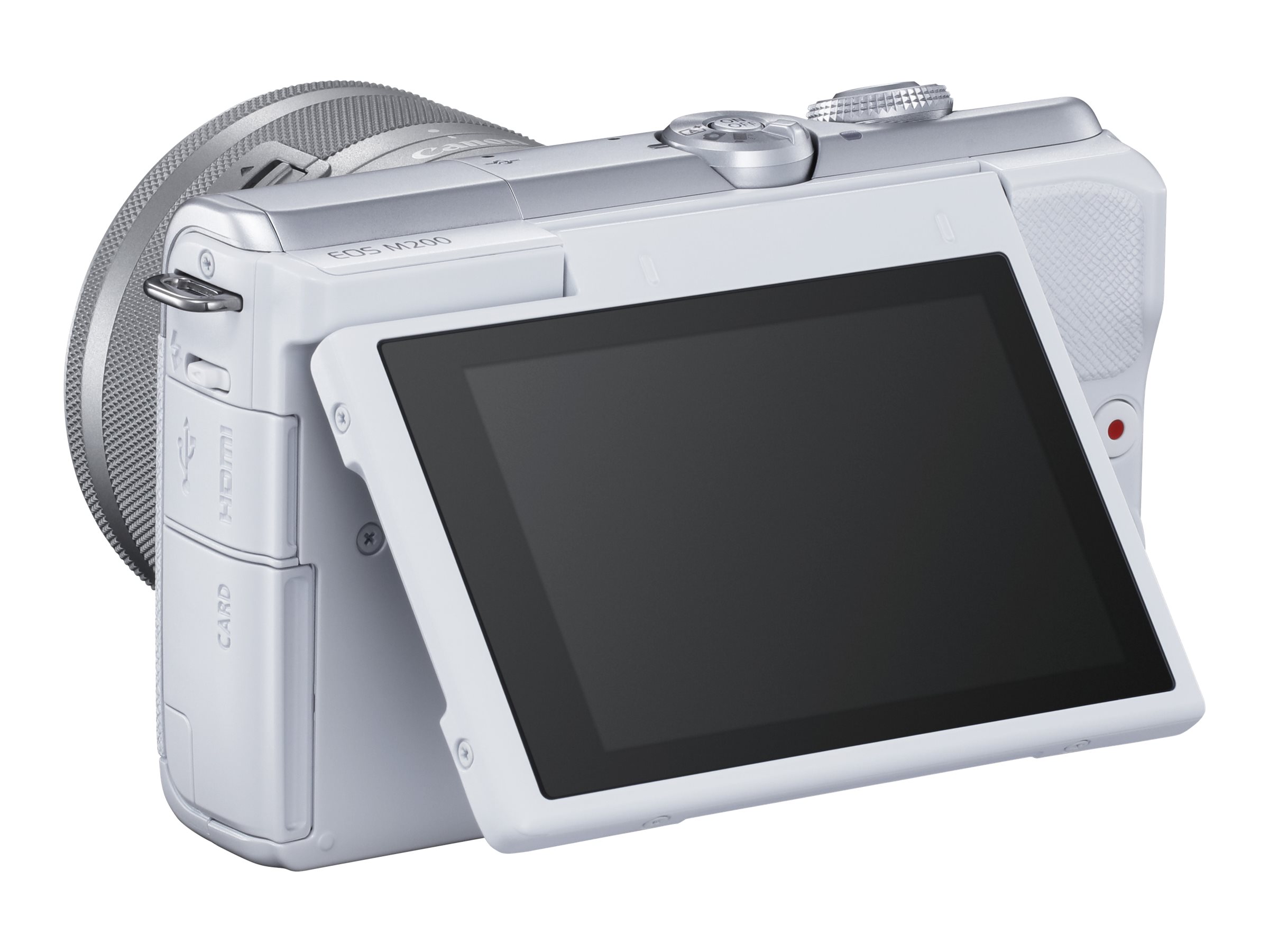 Canon EOS M200 - Digital camera - mirrorless - 24.1 MP - APS-C - 4K / 25 fps - 3x optical zoom EF-M 15-45mm IS STM lens - Wi-Fi, Bluetooth - white - image 2 of 3