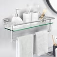 thumbnail image 2 of Woindo Bathroom Glass Shelf with Full-coverage Railing, Floating Tempered Glass Bathroom Wall Shelf Rectangle 20 Inch Over The Toilet Storage Cabinet, Towels, Gaming Floating Shelves, 2 of 8