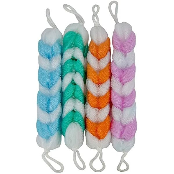 wonima11 Exfoliating Loofah Back Scrubber for Shower,Wonderful Colors(4- Counts)