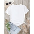 thumbnail image 3 of Flirty Flower & Feather Print Womens T-Shirt - Stylish Short Sleeve Crew Neck for Spring & Summer - Lightweight, Breathable, Fashion-Forward Clothing Tee For Adult, Men, Women, Teen, Teenager, Adoles, 3 of 5