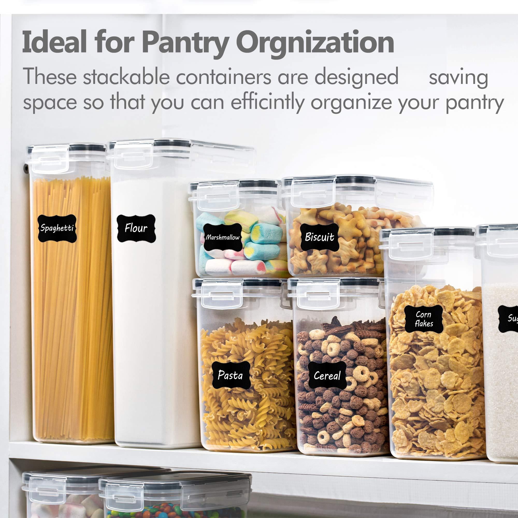 Airtight Plastic Food Storage Containers Set 14 Piece Pantry Organization for Dry Goods