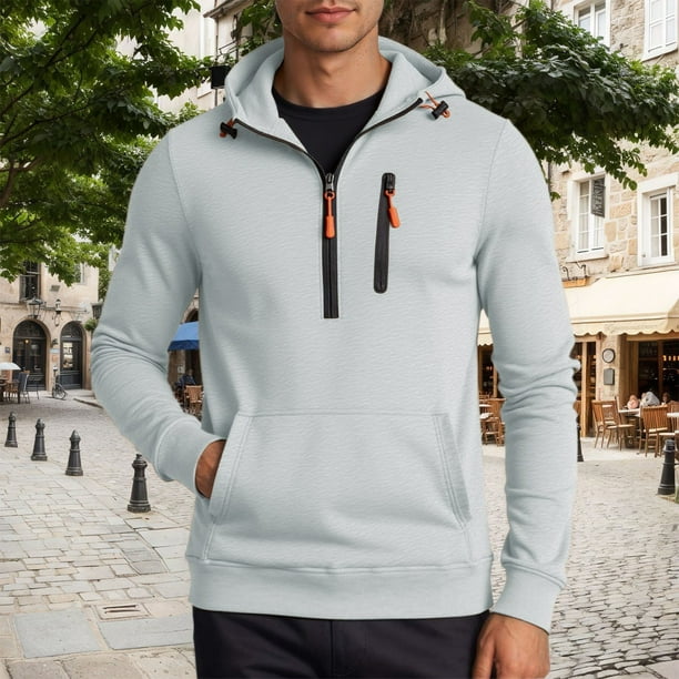 WILLBEST Sudaderas para Hombre, Sudadera con Capucha y Cremallera, Chaqueta Informal con Bolsillos Delanteros, Ropa Deportiva De Manga Larga para Gimnasio, Correr Al Aire Libre XXXGrande
