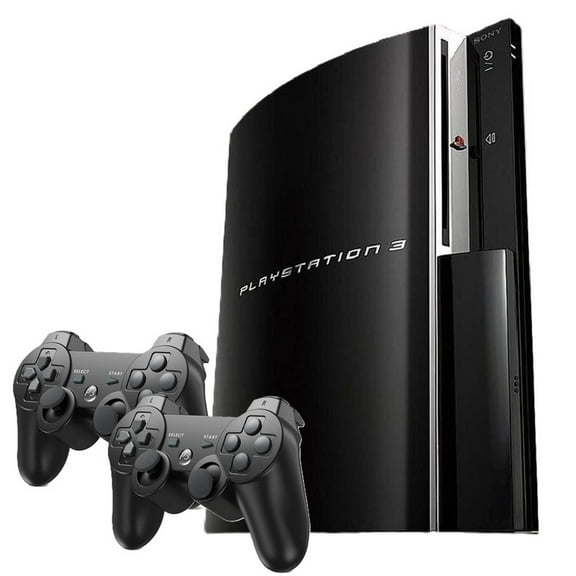 Restored Sony Playstation 3 PS3 Console Original 40GB Black with Two Retrofam Controllers (Refurbished)