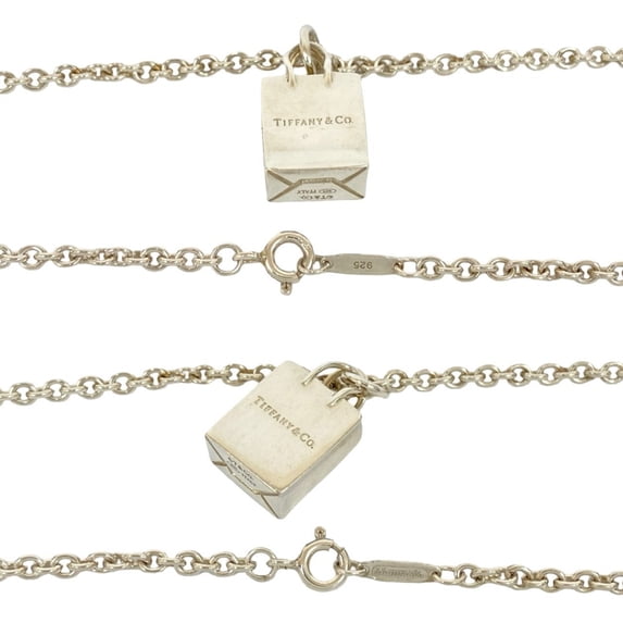 Pre-Owned TIFFANY & Co. Tiffany Shopping Bag Necklace Logo Sterling Silver Pendant... (Good)