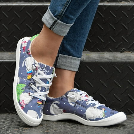 Winter Christmas Women s Casual Shoes Breathable Flats Plush Thermal Outdoor Leisure Sneakers Cloth Grey casual shoes for Women