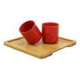 thumbnail image 6 of Bright Red Contemporary Ceramic 20oz Tea Pot With 2 Cups And Bamboo Tray Set, 6 of 7