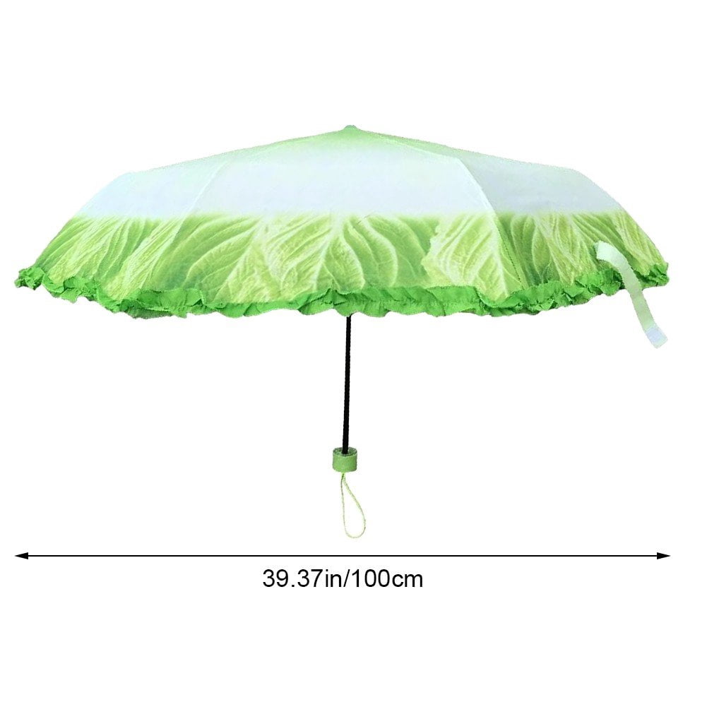 Hzzsbu Funny Vegetable Umbrella Portable Cabbage Pattern Umbrella Folding Lettuce Pattern Umbrellas Windproof Anti UV Umbrella for Travel