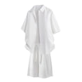 thumbnail image 2 of FRSASU Men Summer Casual Oversized Short Sets Solid Short Sleeve Pocket Button Down Shirt Elastic Shorts 2 Piece Outfits Tracksuit White, 2 of 7