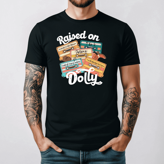Raised on Retro Country Music Dolly Inspired Vintage Graphic Tee V16669,for men and women up to 5XL