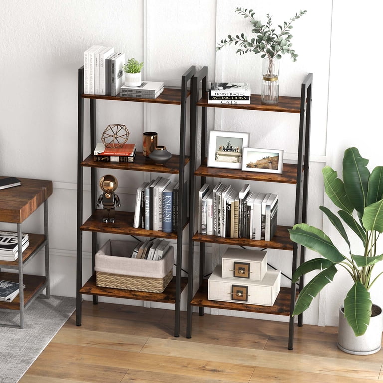 Costway 4-Tier Bookshelf, Industrial Display Storage, Plant Flower
