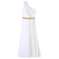 thumbnail image 6 of CHICTRY Women Greek Toga Roman Hero Queen Tunic One Shoulder Ruffles Maxi Gown Dress White XL, 6 of 6