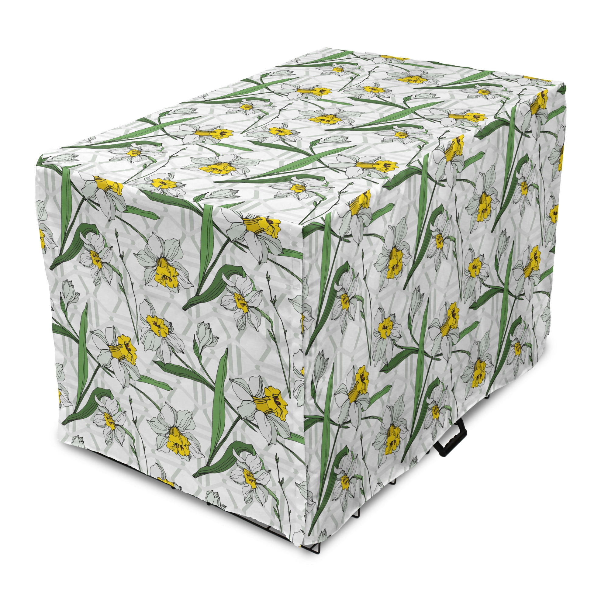 Floral Dog Crate Cover, Narcissus Blossoms Field Floral Botanical Wild