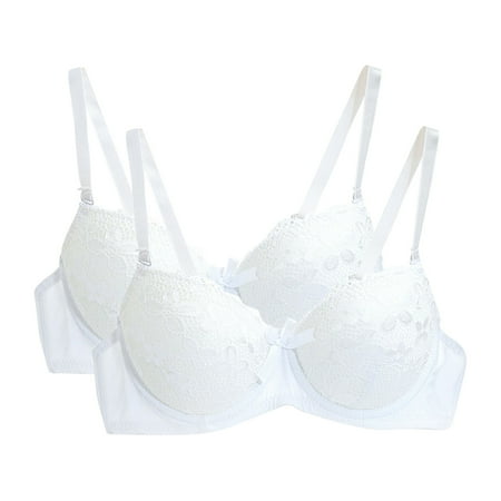 BSDJILFG 2 Pack Womens Bras Plus Size Cute Push Up Bras Lace Bra Casual Solid Color Small Cups Padded Red Minimizer Bras Clearance