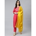 thumbnail image 4 of Janasya Indian Women's Pink Poly Silk Solid Kurta with Pant and Dupatta, 4 of 10
