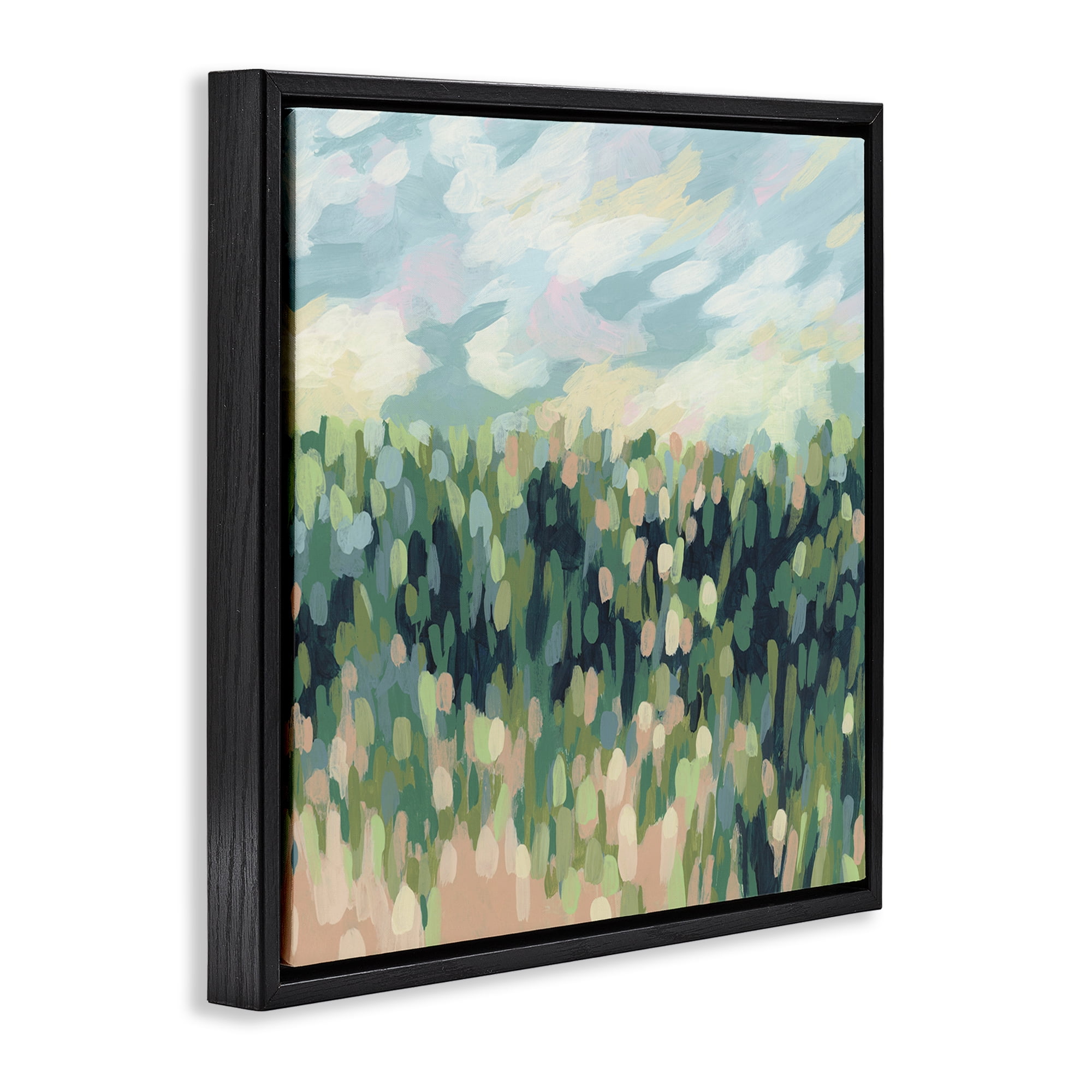 Stupell Industries Abstract Rural Meadow Landscape & Nature Painting Black Floater Framed Canvas Art Print Wall Art, 25 x 25
