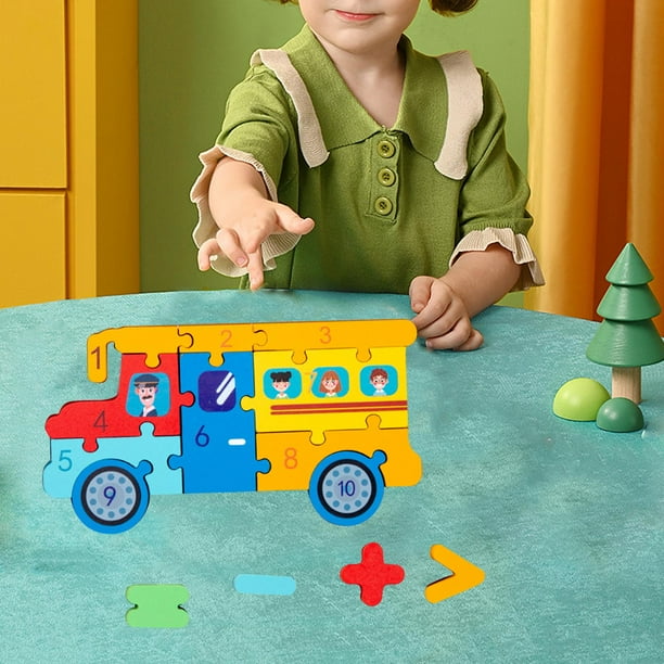 Rompecabezas de números, rompecabezas de animales, juguetes Montessori para niños de 3 años para habilidades motoras finas, niños y niñas en edad Auto Hugo Rompecabezas de madera