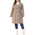 thumbnail image 2 of Agnes Orinda Women's Plus Size St. Patrick's Day Long Coats Notched Lapel Double Breasted Winter Coat with Pockets 1X Light Brown, 2 of 6