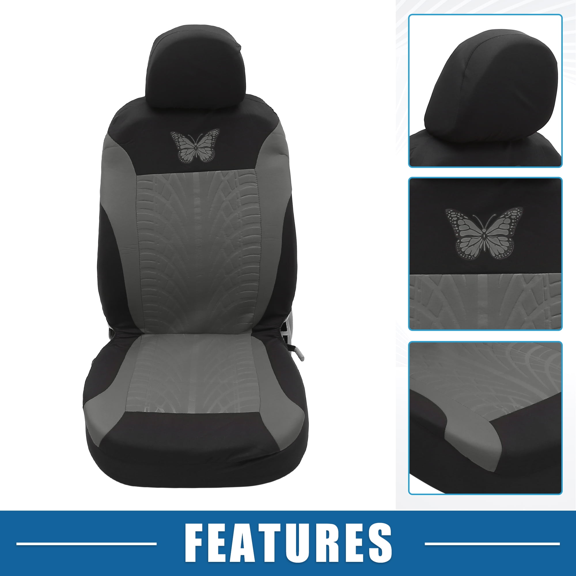 Unique Bargains 9Pcs Universal Washable Breathable Car Seat Covers Kit Gray