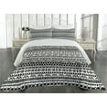 thumbnail image 2 of Ambesonne Trippy Quilted Coverlet 3 Pcs, Aztec Mystic Old, Queen Size, Black White, 2 of 4