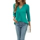 thumbnail image 3 of SAYOO, camisetas salvajes a la moda para mujer, camisetas de manga 3/4 con botones y cuello en V de Color sólido, camisas informales holgadas de primavera, ropa de calle SAYOO  moda, 3 of 5