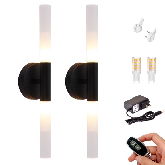 FSLIVING Battery Operated Industrial Wall Sconces Vintage 2 Packs 3000K Warm White
