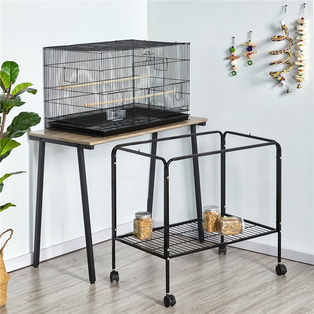 Yaheetech 47-in Flight Birdcage with Rolling Stand for Small Birds Parrots Parakeets Conures, Black