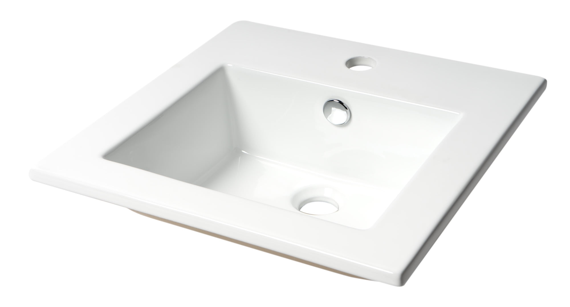 Alfi Brand Abc801 White 17 Square Drop In Ceramic Sink With Faucet Hole Walmartcom Walmartcom