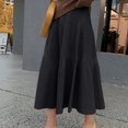 thumbnail image 2 of Mrat High Waisted Maxi Skirt Women's Long Knitted Sweater with High Waist and Pleated A-Line Skirt Jean Skirts S-60 Black One Size, 2 of 9