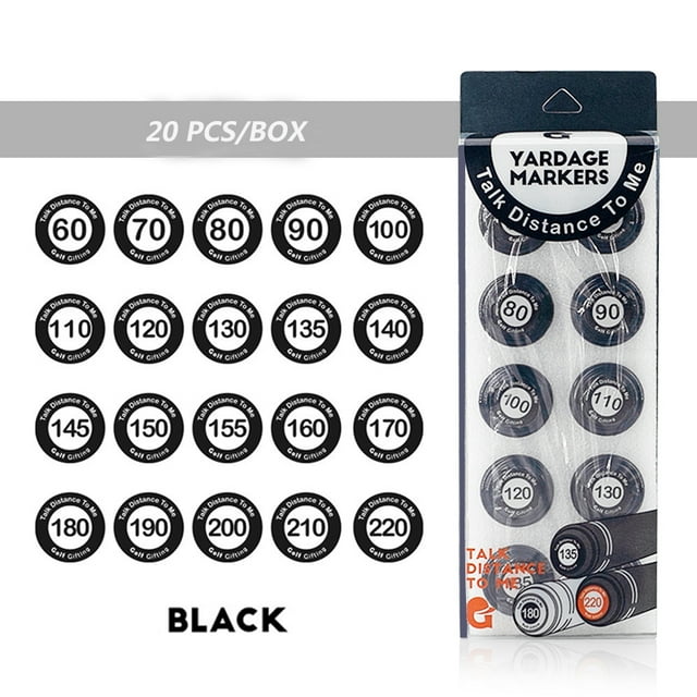 20Pcs/Set Golf Ball Marker for Golf Clubs Mark Know Your Distance Suitable for All Club Grips Increase Golf Score Training Aids Black