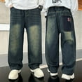 thumbnail image 3 of Kids Boys Denim Pants Cargo Joggers Elastic Waist Straight with Pocket Loose Fit Pull-On Kid Clothes 9-10 Years, 3 of 8