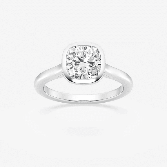 Cloud Jewelry 1.4 Ct Cushion Cut Moissanite Ring - 14k White Gold Plated Ring for Women's - Women's Jewelry - Classic Engagement Wedding Bezel Set Ring - Forever Moissanite Ring for Her