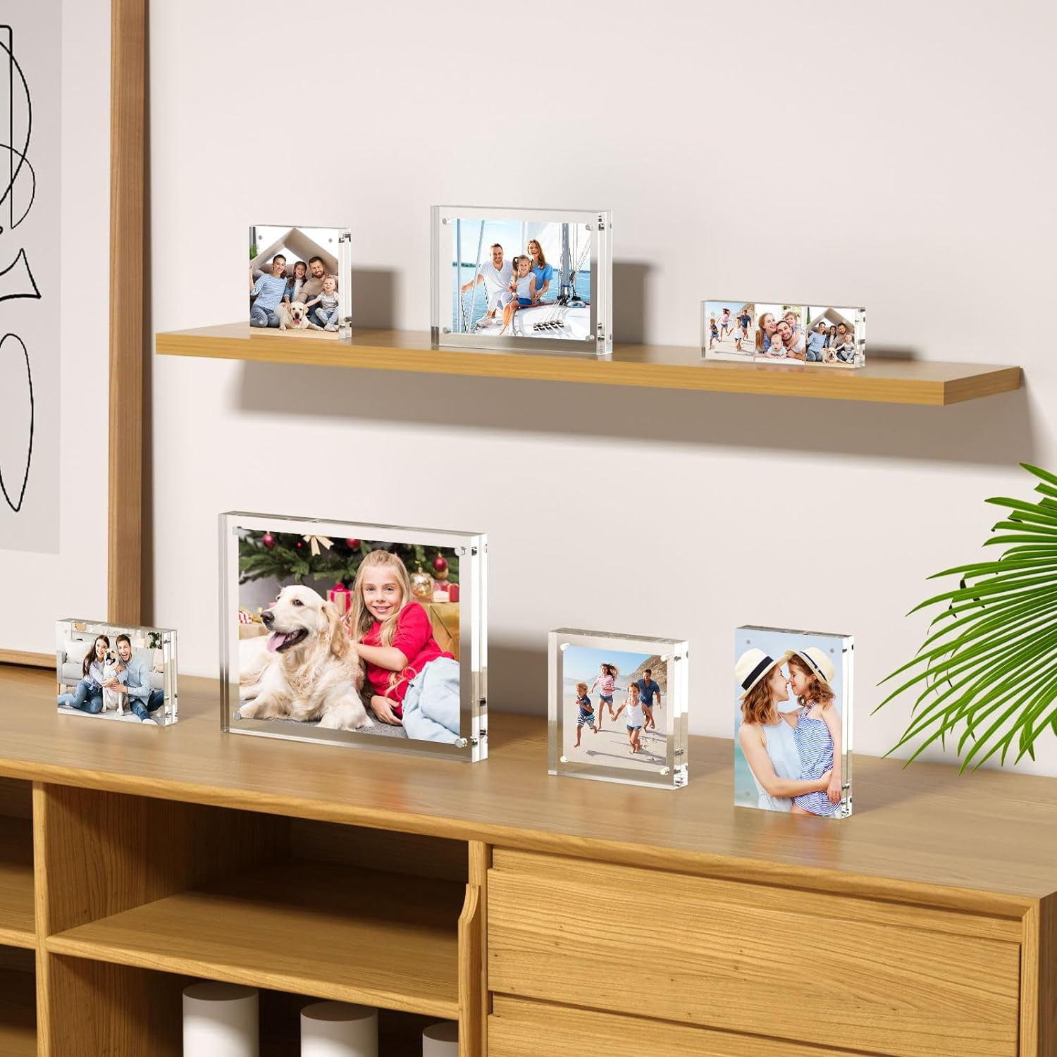 NIUBEE 4x6 Picture Frame, Clear Acrylic Photo Frame,  Freestanding Double Sided, Acrylic Record Frame Gift for Desktop Display, 3pcs